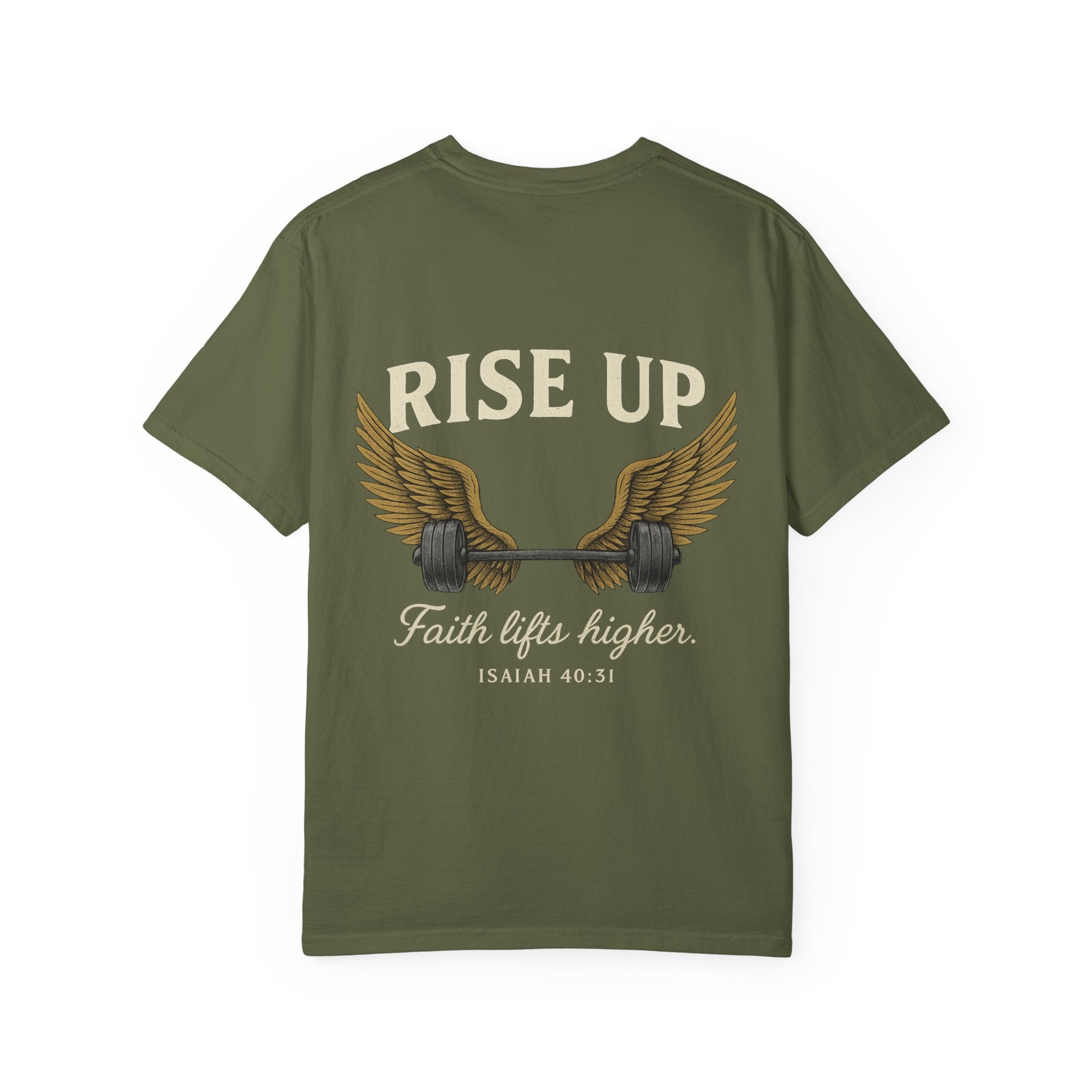 RISE UP Barbell Tee - Vintage Fitness T-shirt
