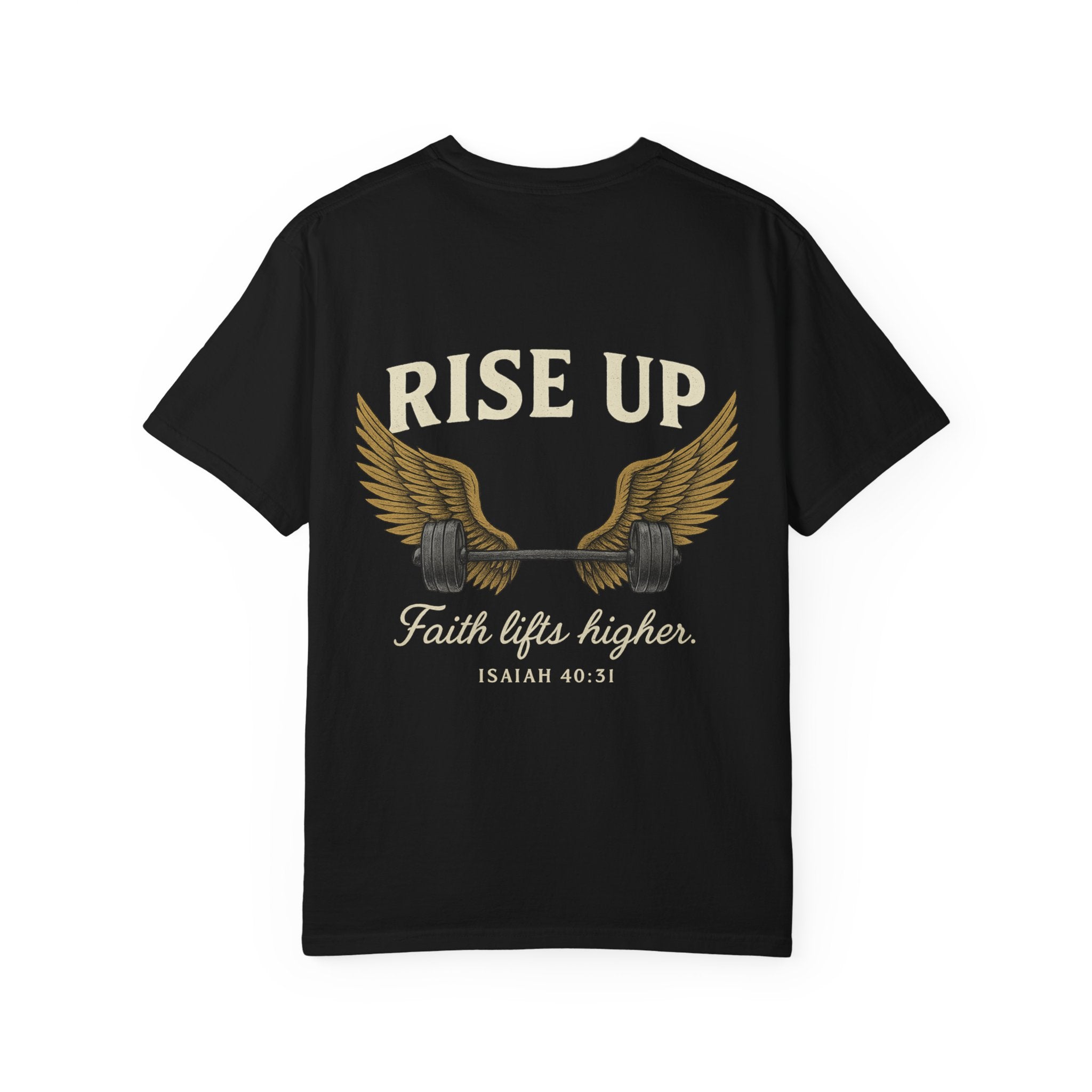 RISE UP Barbell Tee - Vintage Fitness T-shirt