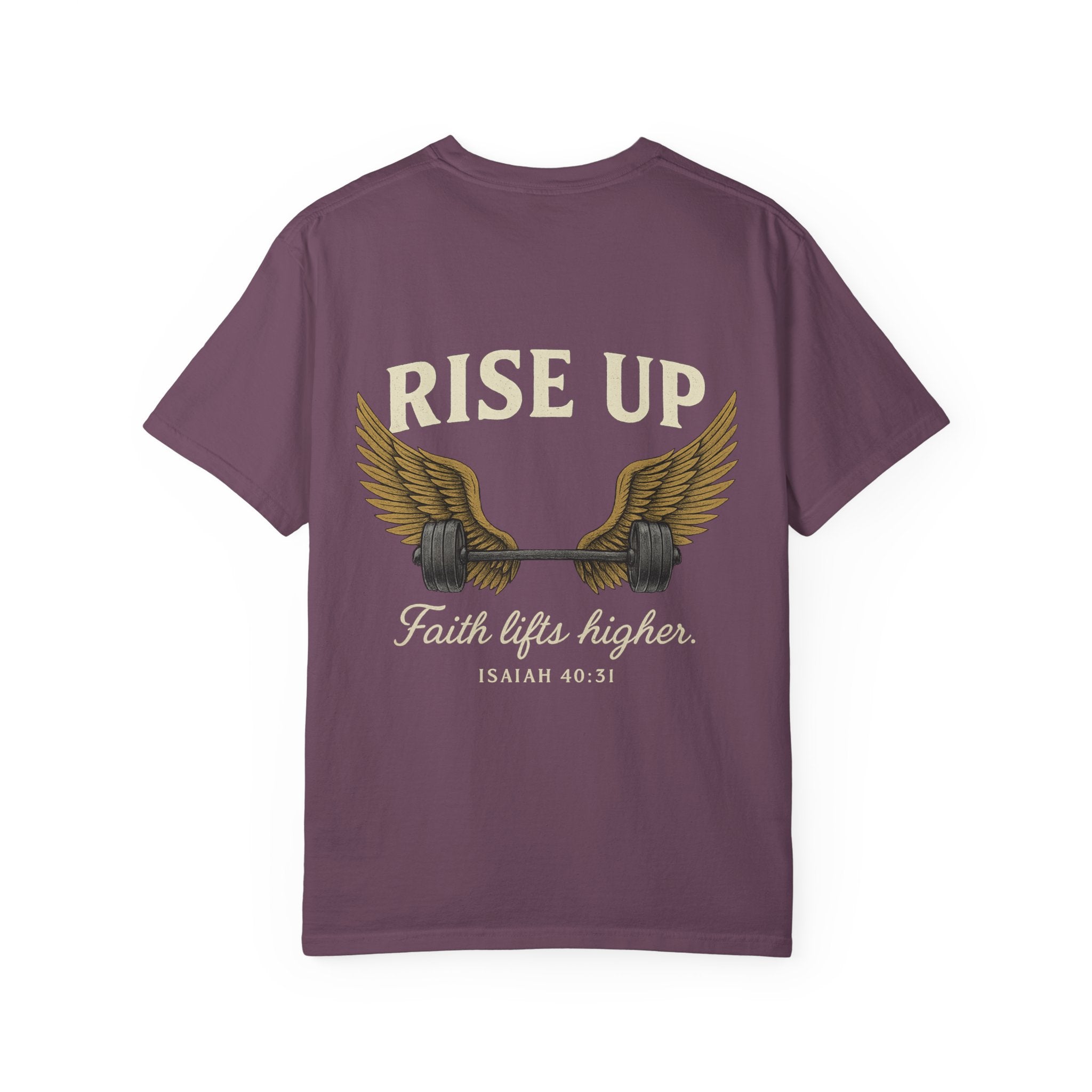 RISE UP Barbell Tee - Vintage Fitness T-shirt