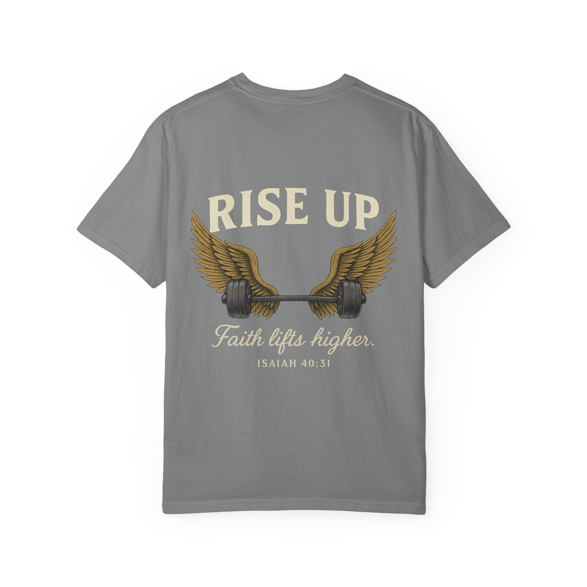 RISE UP Barbell Tee - Vintage Fitness T-shirt